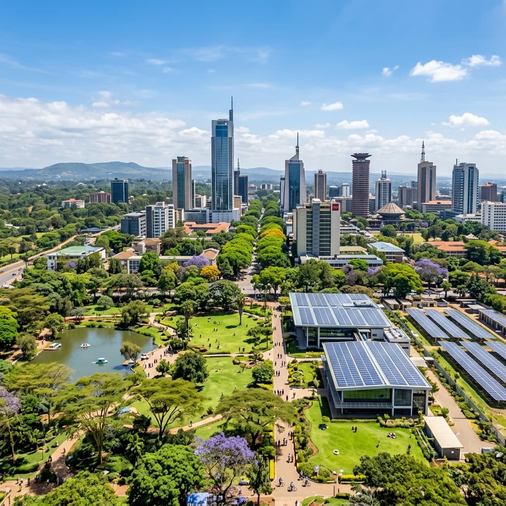 Sustainable Nairobi city landscape with greenery